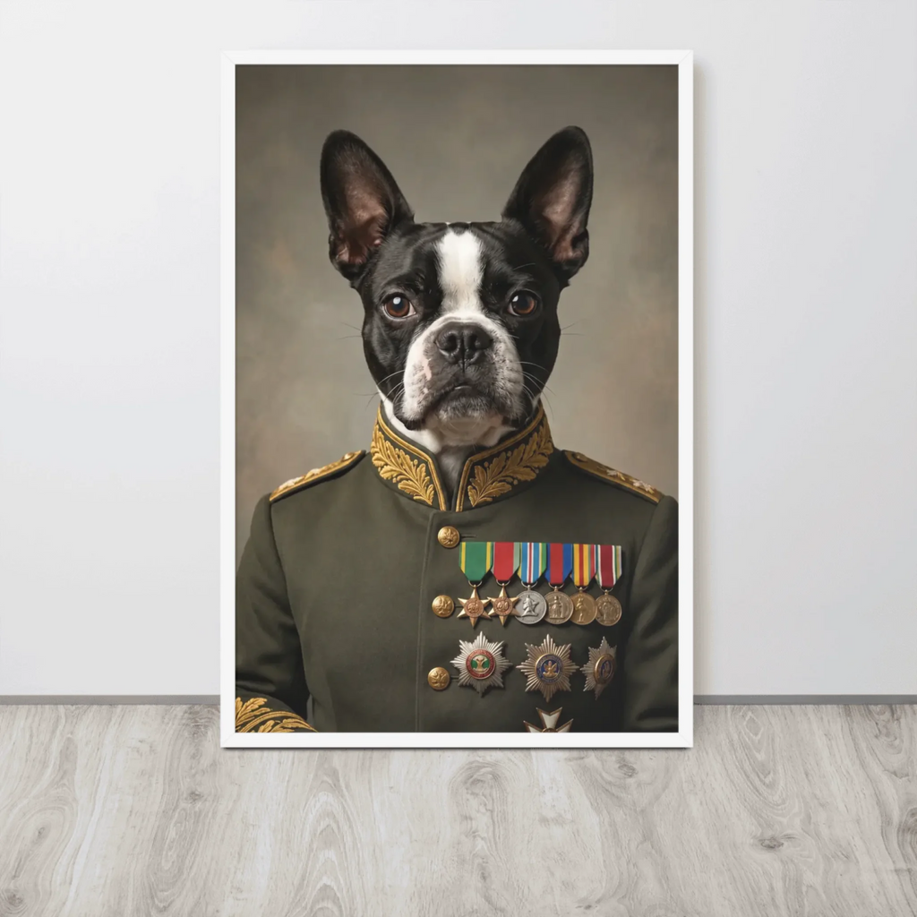 Custom Field Marshal Pet Portrait | Framed Dog & Cat Art Framed Poster
