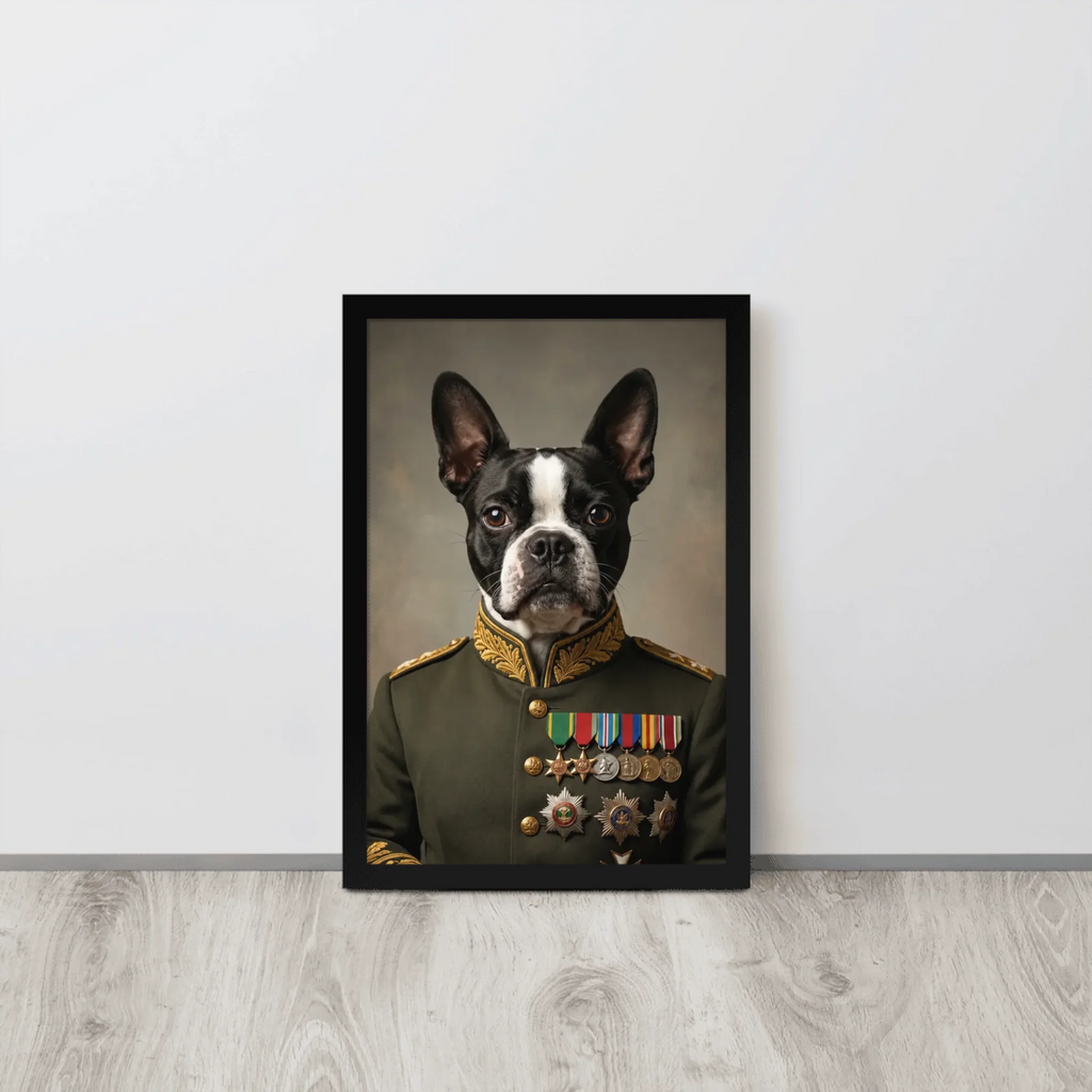 Custom Field Marshal Pet Portrait | Framed Dog & Cat Art Framed Poster
