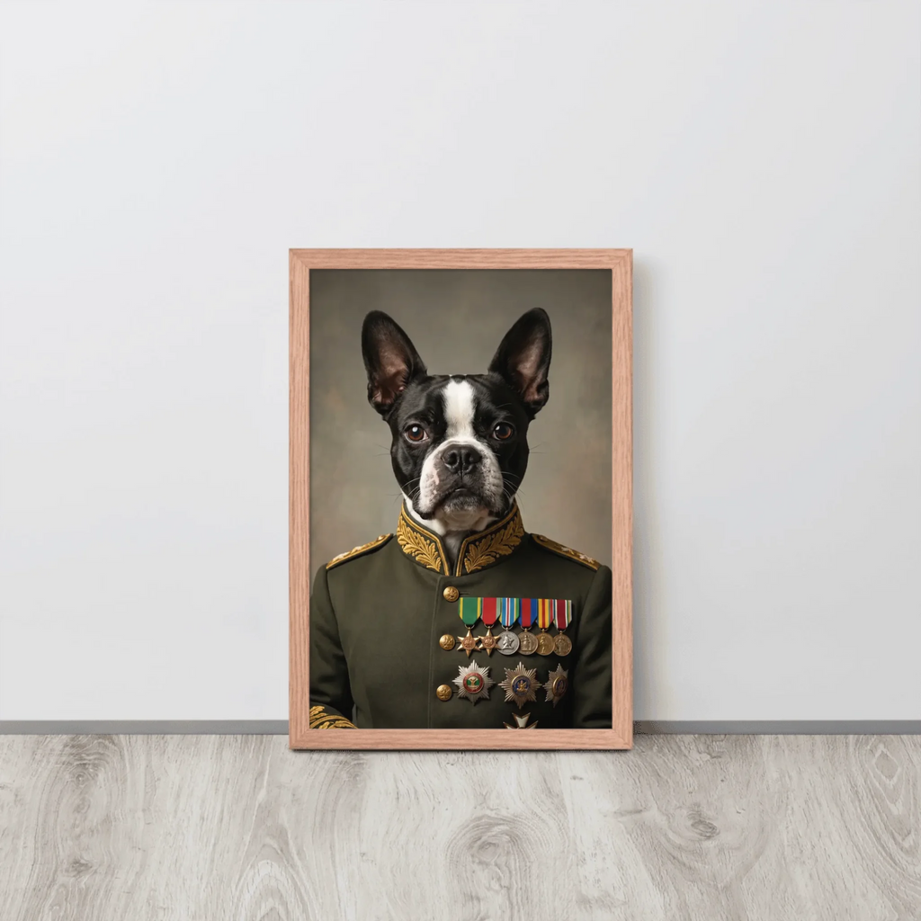 Custom Field Marshal Pet Portrait | Framed Dog & Cat Art Framed Poster