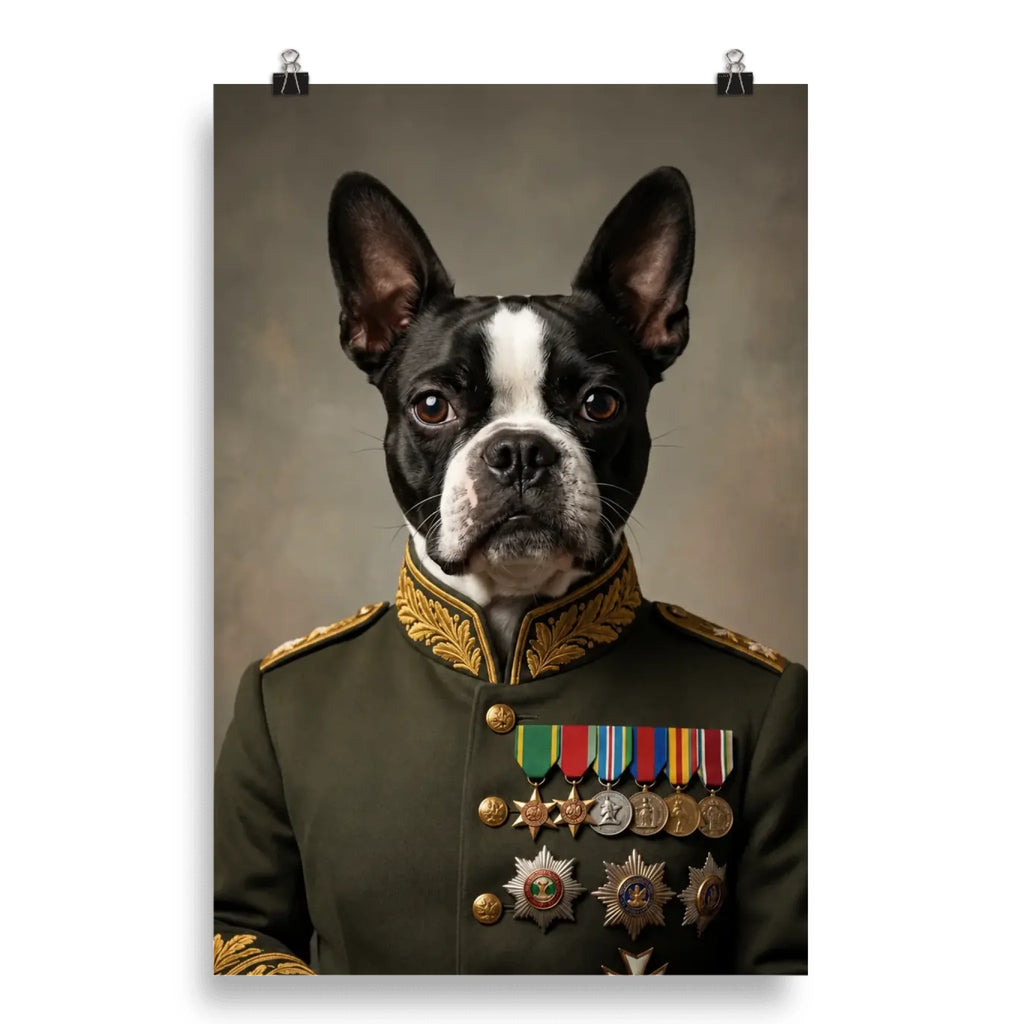 Custom Field Marshal Pet Portrait | Framed Dog & Cat Art Framed Poster
