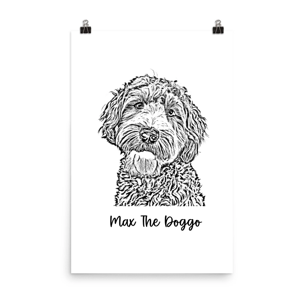 Custom Photo Dog,Cat Pencil Sketch Portrait  - Personalized Framed Poster