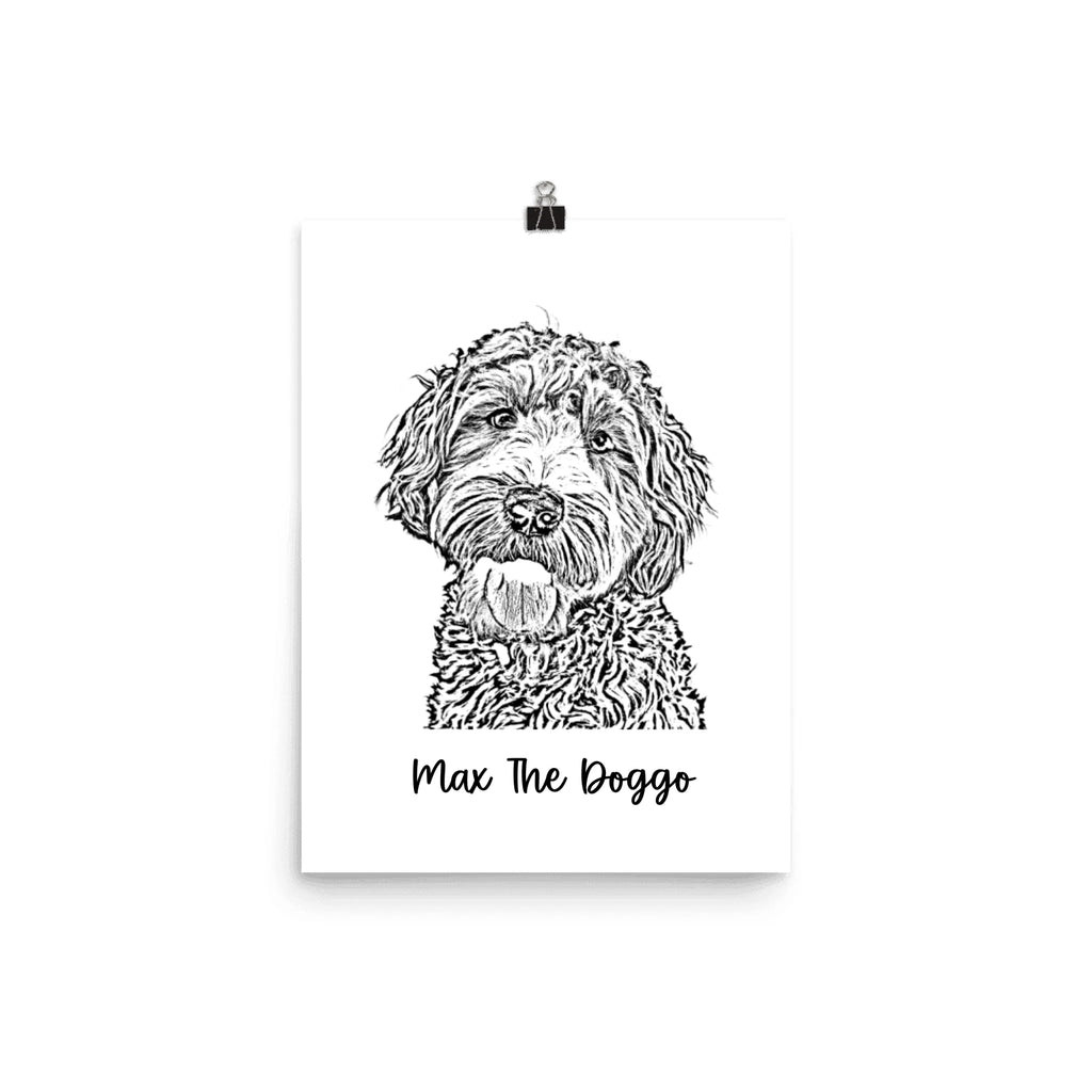 Custom Photo Dog,Cat Pencil Sketch Portrait  - Personalized Framed Poster