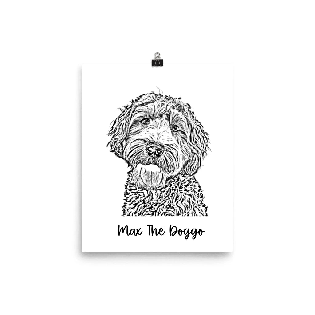 Custom Photo Dog,Cat Pencil Sketch Portrait  - Personalized Framed Poster
