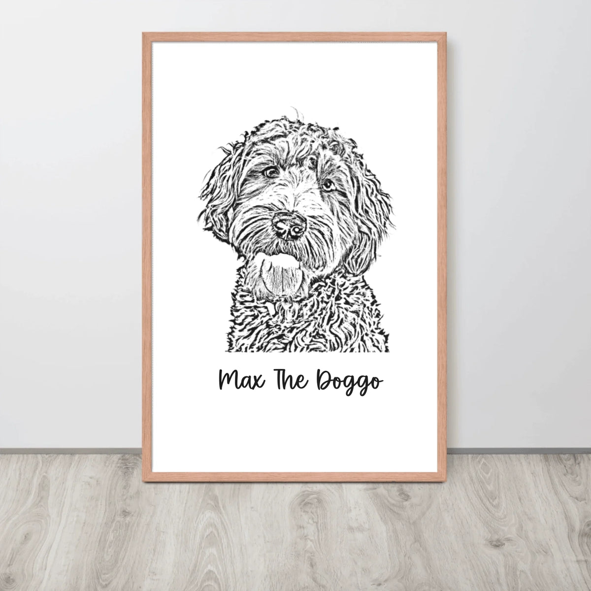 Custom Photo Dog,Cat Pencil Sketch Portrait  - Personalized Framed Poster