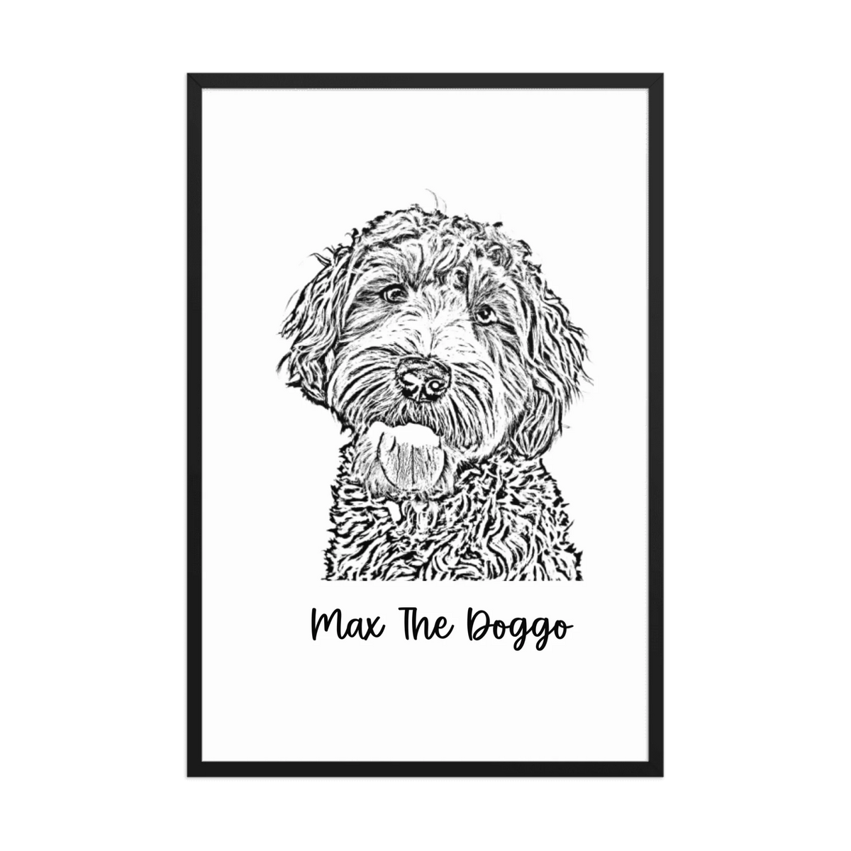 Custom Photo Dog,Cat Pencil Sketch Portrait  - Personalized Framed Poster