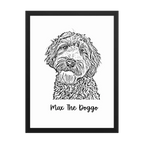 Custom Photo Dog,Cat Pencil Sketch Portrait  - Personalized Framed Poster