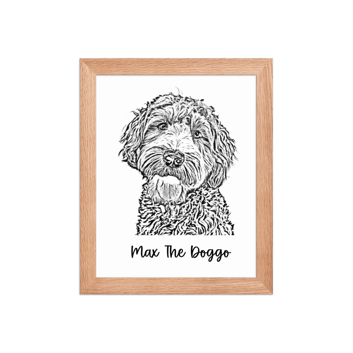 Custom Photo Dog,Cat Pencil Sketch Portrait  - Personalized Framed Poster