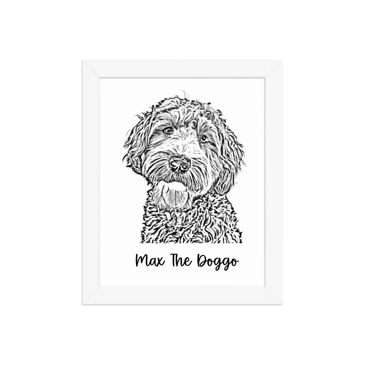 Custom Photo Dog,Cat Pencil Sketch Portrait  - Personalized Framed Poster