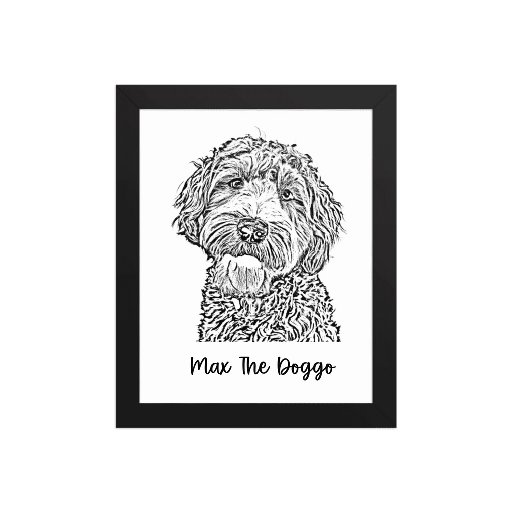 Custom Photo Dog,Cat Pencil Sketch Portrait  - Personalized Framed Poster