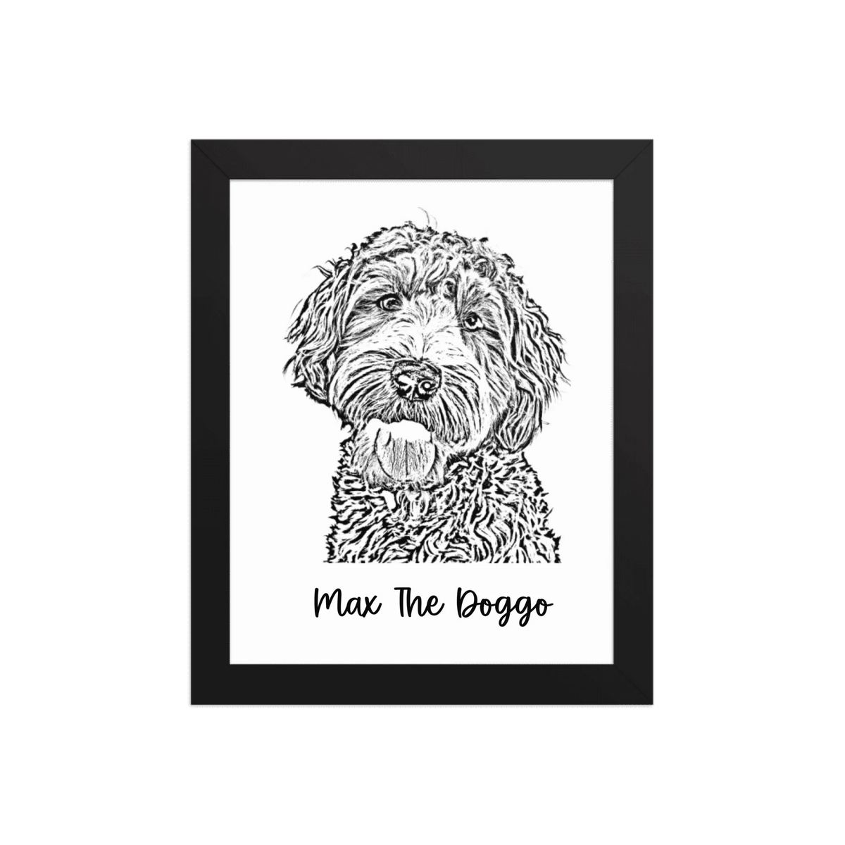 Custom Photo Dog,Cat Pencil Sketch Portrait  - Personalized Framed Poster