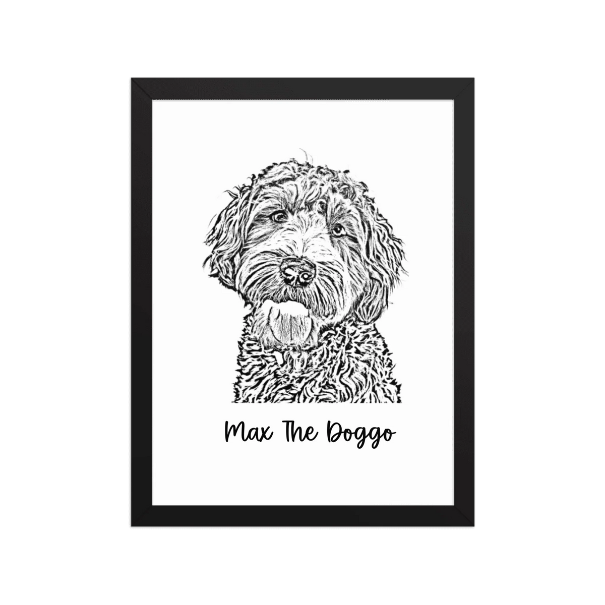 Custom Photo Dog,Cat Pencil Sketch Portrait  - Personalized Framed Poster