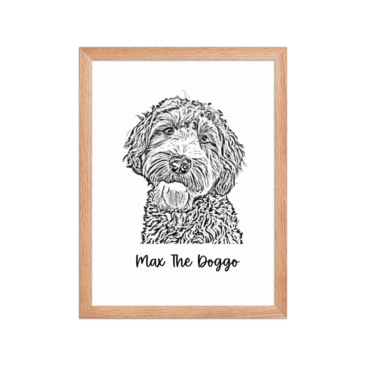 Custom Photo Dog,Cat Pencil Sketch Portrait  - Personalized Framed Poster