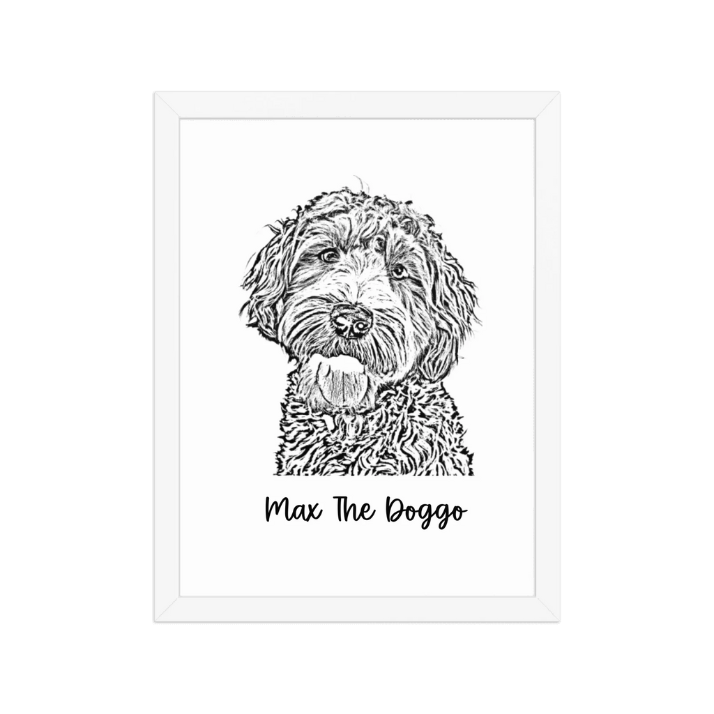 Custom Photo Dog,Cat Pencil Sketch Portrait  - Personalized Framed Poster