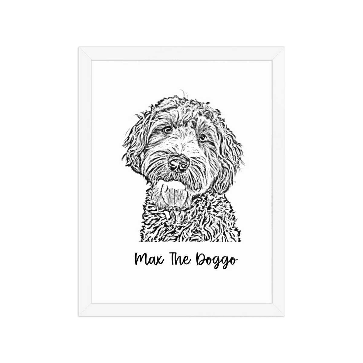 Custom Photo Dog,Cat Pencil Sketch Portrait  - Personalized Framed Poster
