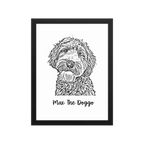 Custom Photo Dog,Cat Pencil Sketch Portrait  - Personalized Framed Poster