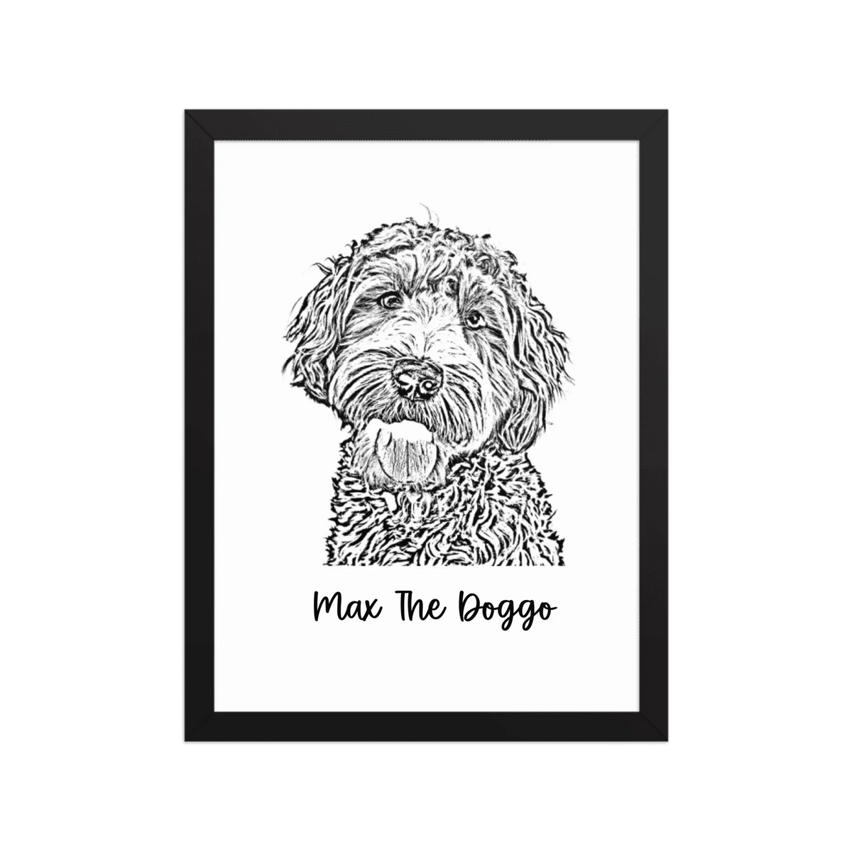 Custom Photo Dog,Cat Pencil Sketch Portrait  - Personalized Framed Poster