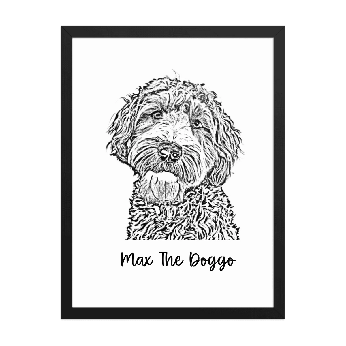 Custom Photo Dog,Cat Pencil Sketch Portrait  - Personalized Framed Poster
