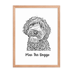 Custom Photo Dog,Cat Pencil Sketch Portrait  - Personalized Framed Poster