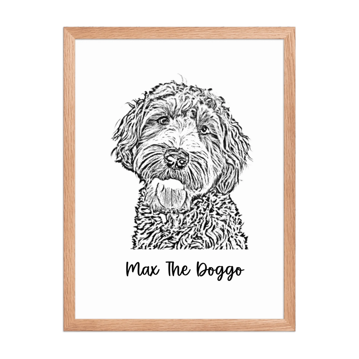 Custom Photo Dog,Cat Pencil Sketch Portrait  - Personalized Framed Poster