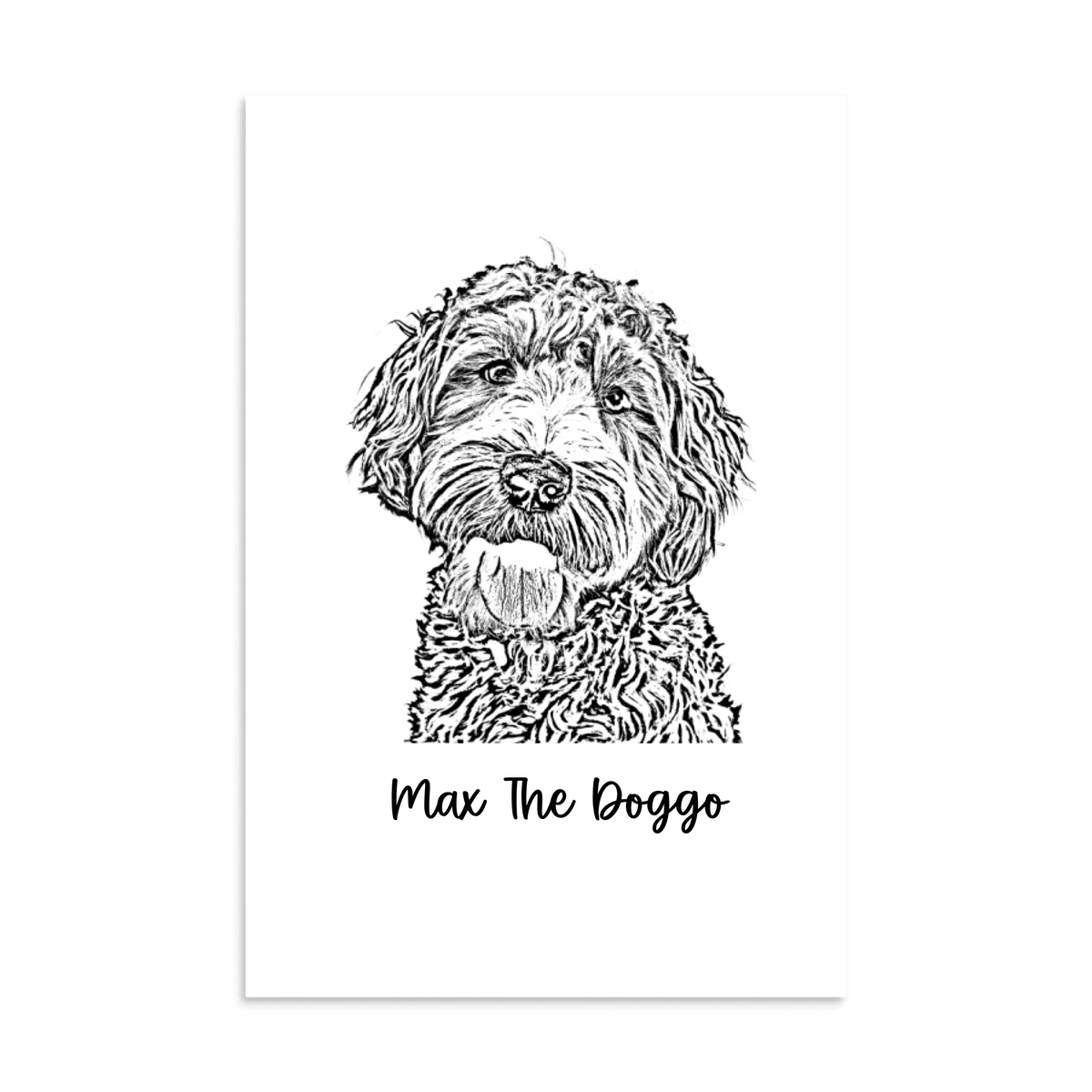 Custom Photo Dog,Cat Pencil Sketch Portrait  - Personalized Framed Poster