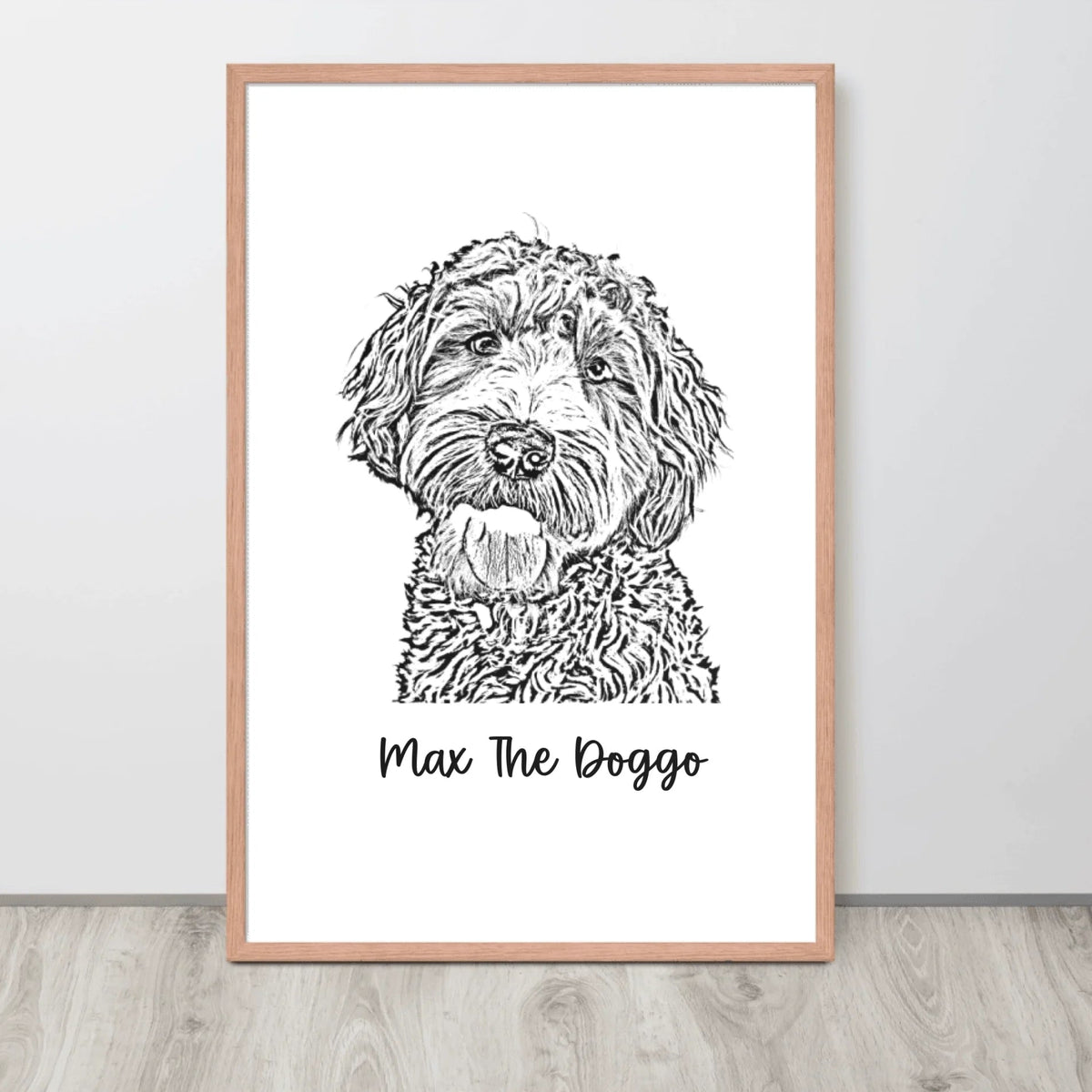 Custom Photo Dog,Cat Pencil Sketch Portrait  - Personalized Framed Poster