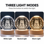 White, neutral and warm light modes on the personalized Milo crystal globe