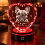 Cooper crystal heart with red LED glow