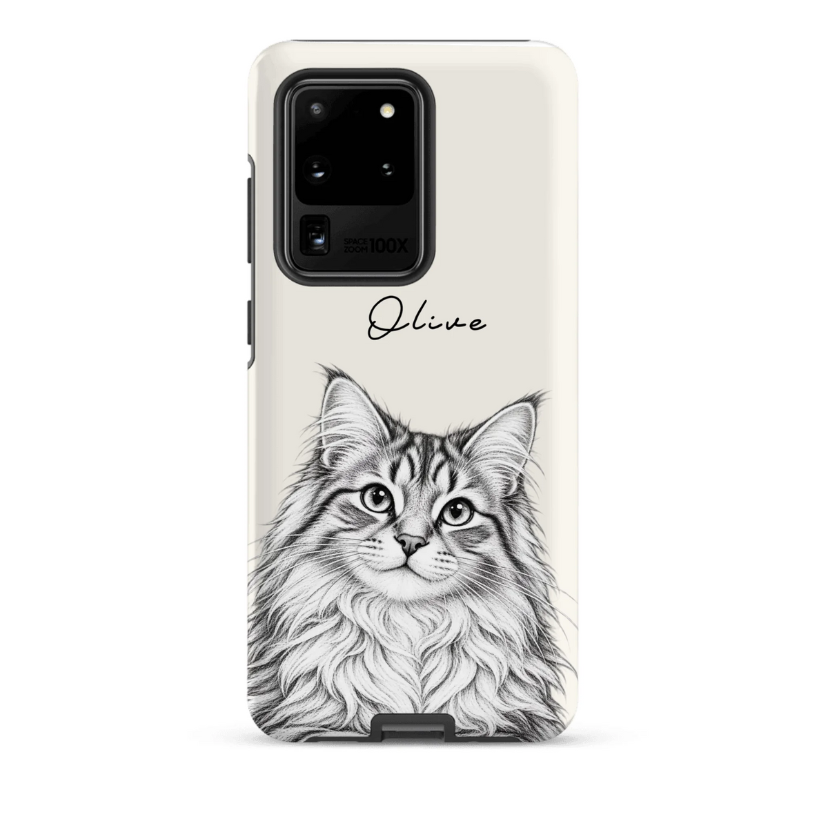 Custom Pencil Sketch Pet Portrait  – Personalized Phone Tough Case for Samsung