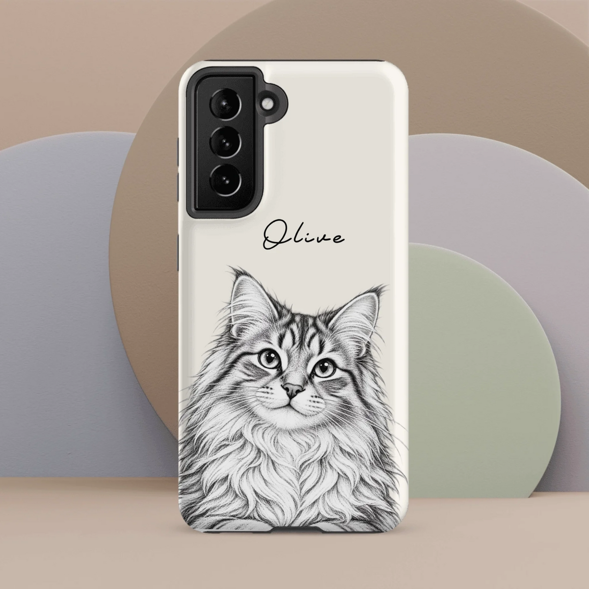 Custom Pencil Sketch Pet Portrait  – Personalized Phone Tough Case for Samsung