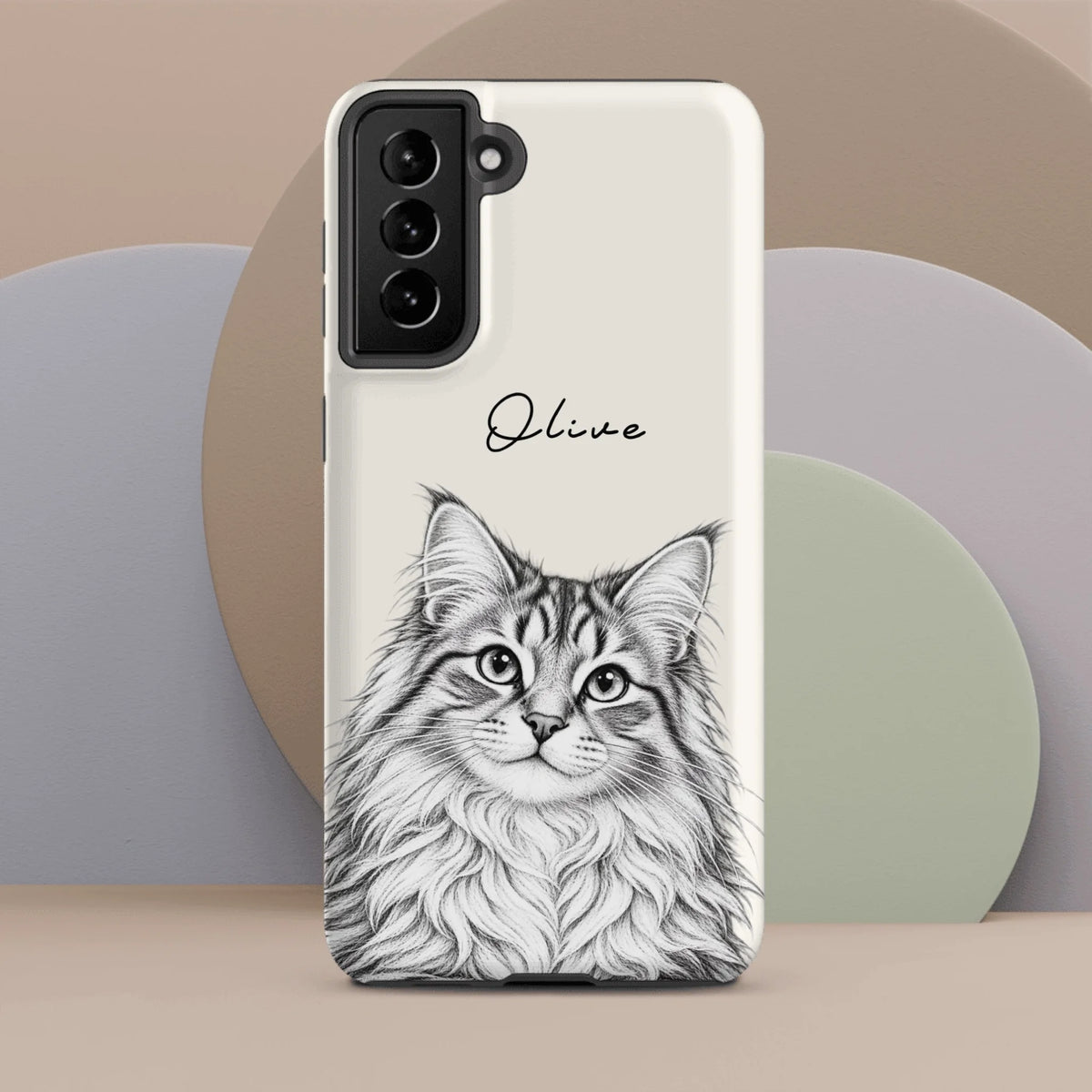 Custom Pencil Sketch Pet Portrait  – Personalized Phone Tough Case for Samsung