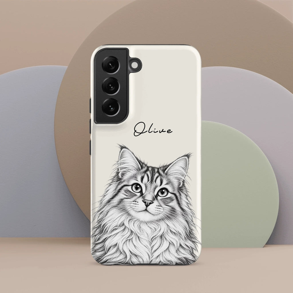 Custom Pencil Sketch Pet Portrait  – Personalized Phone Tough Case for Samsung
