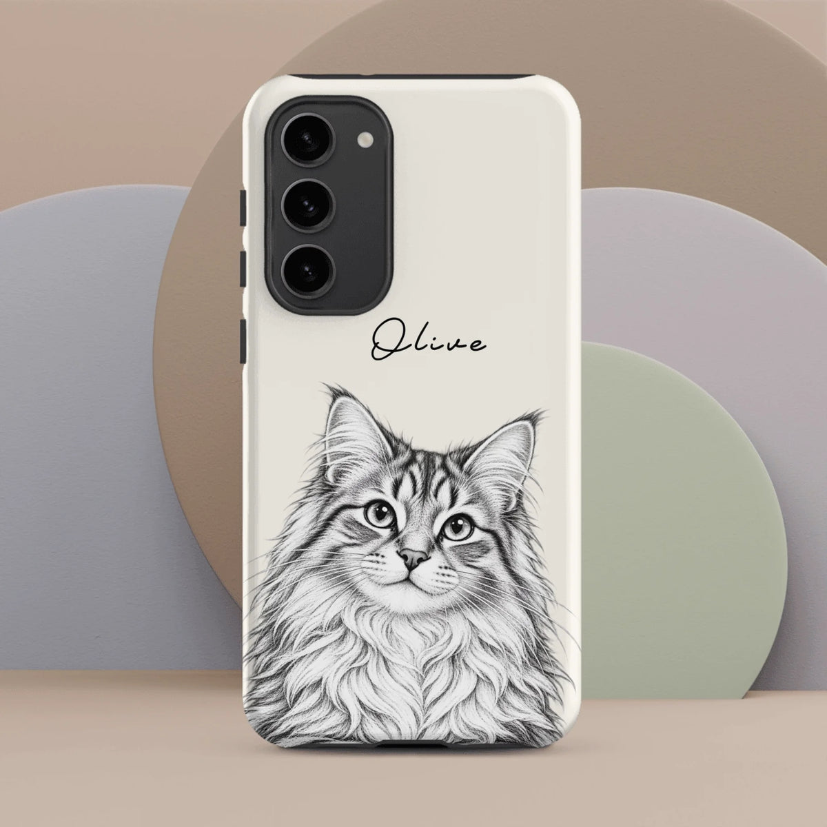 Custom Pencil Sketch Pet Portrait  – Personalized Phone Tough Case for Samsung