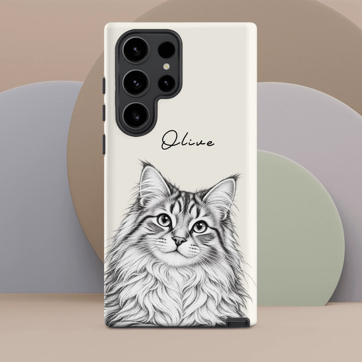 Custom Pencil Sketch Pet Portrait  – Personalized Phone Tough Case for Samsung