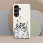 Custom Pencil Sketch Pet Portrait  – Personalized Phone Tough Case for Samsung