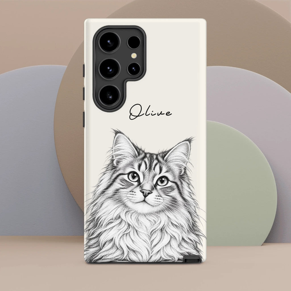 Custom Pencil Sketch Pet Portrait  – Personalized Phone Tough Case for Samsung