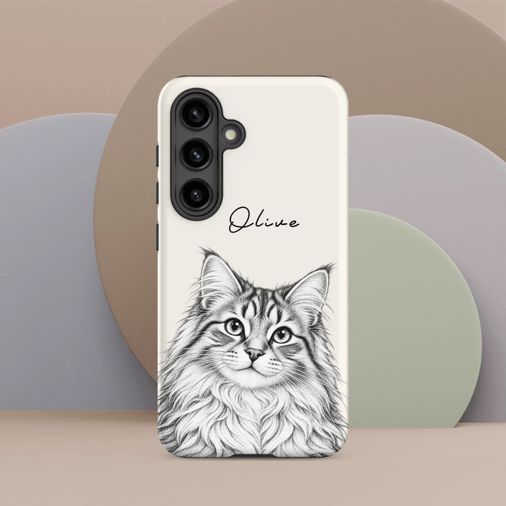 Custom Pencil Sketch Pet Portrait  – Personalized Phone Tough Case for Samsung