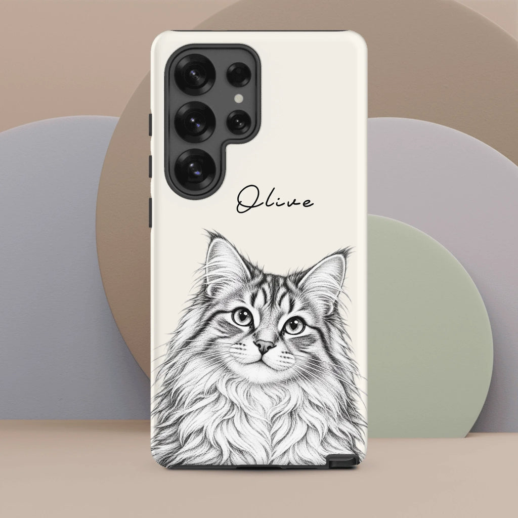 Custom Pencil Sketch Pet Portrait  – Personalized Phone Tough Case for Samsung