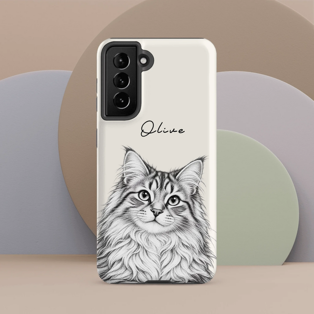Custom Pencil Sketch Pet Portrait  – Personalized Phone Tough Case for Samsung