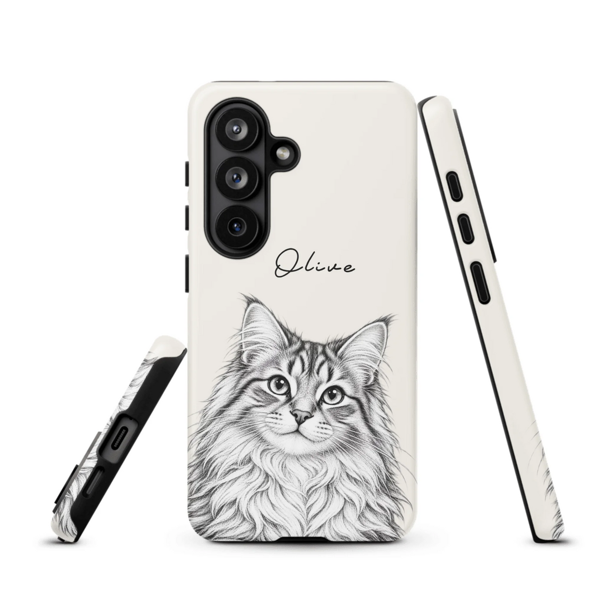 Custom Pencil Sketch Pet Portrait  – Personalized Phone Tough Case for Samsung