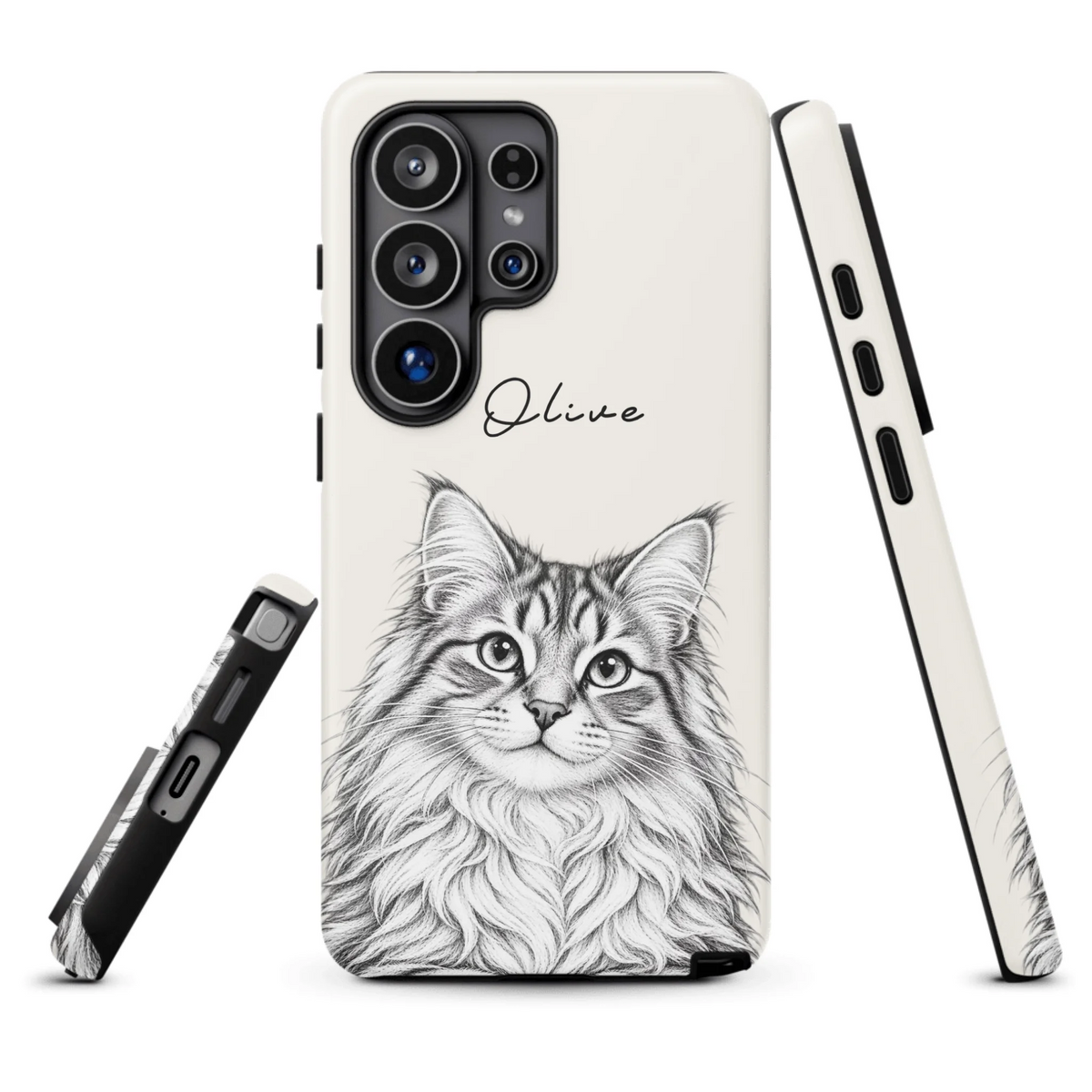 Custom Pencil Sketch Pet Portrait  – Personalized Phone Tough Case for Samsung