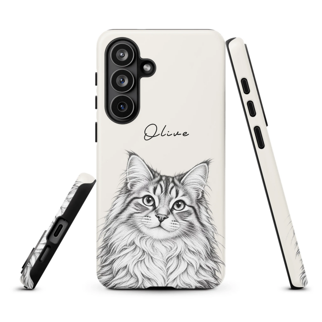 Custom Pencil Sketch Pet Portrait  – Personalized Phone Tough Case for Samsung