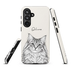 Custom Pencil Sketch Pet Portrait  – Personalized Phone Tough Case for Samsung