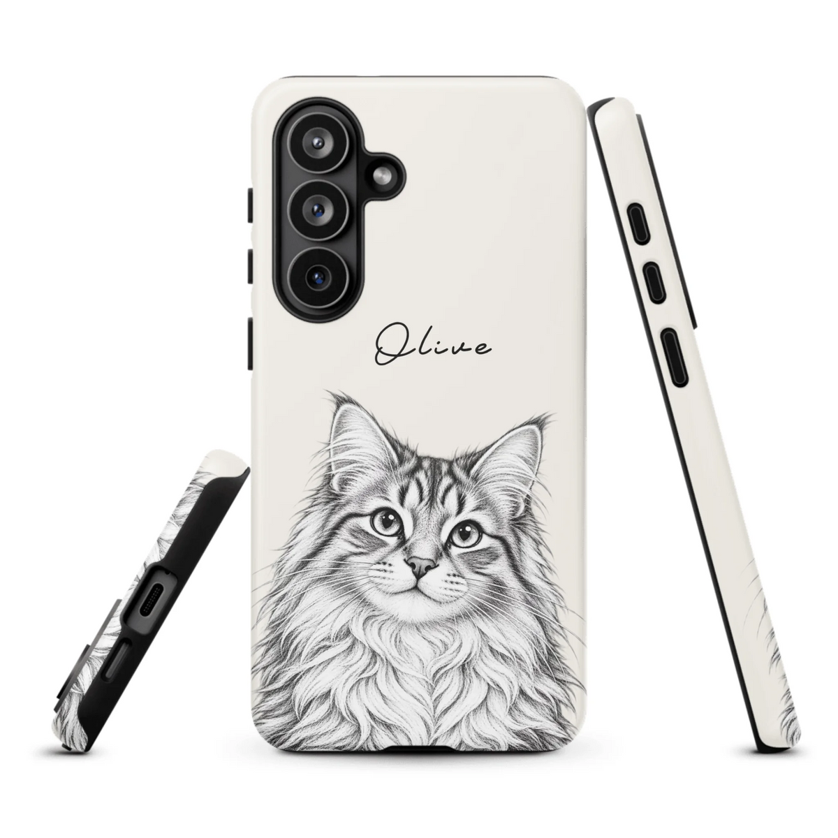 Custom Pencil Sketch Pet Portrait  – Personalized Phone Tough Case for Samsung