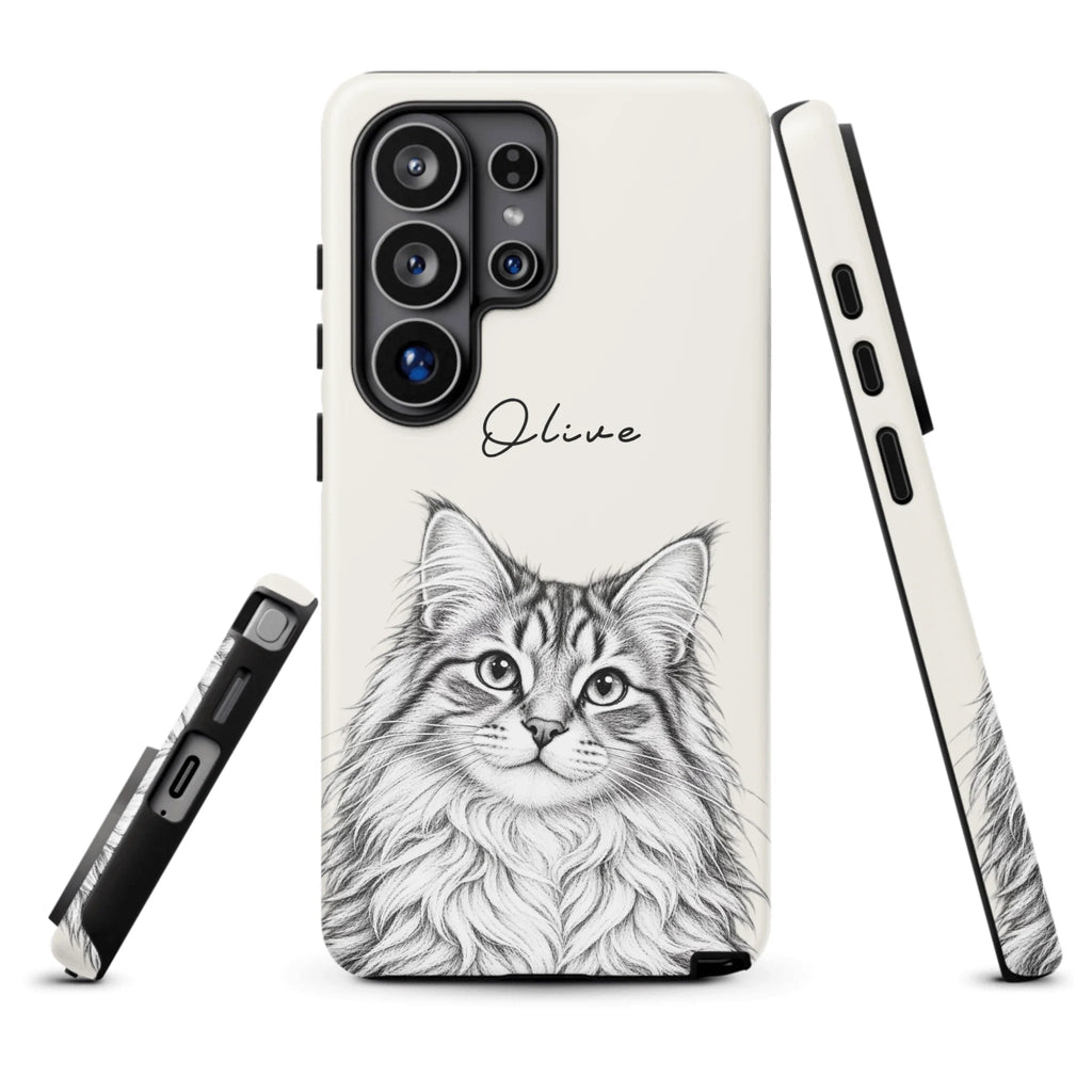 Custom Pencil Sketch Pet Portrait  – Personalized Phone Tough Case for Samsung