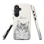 Custom Pencil Sketch Pet Portrait  – Personalized Phone Tough Case for Samsung