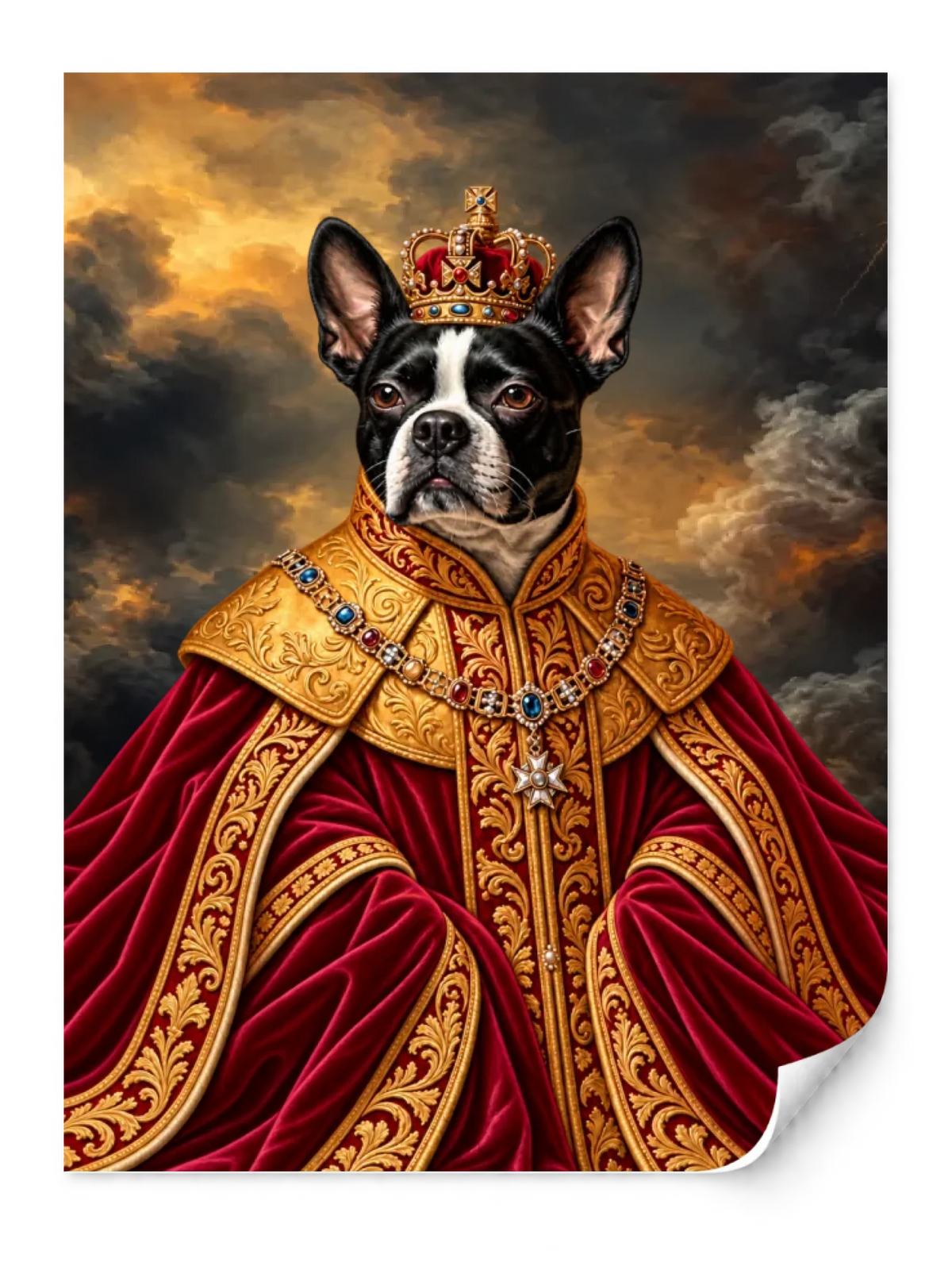 The King custom royal pet portrait — paper print