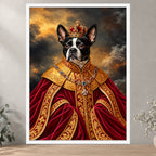 The King custom pet portrait — White framed poster