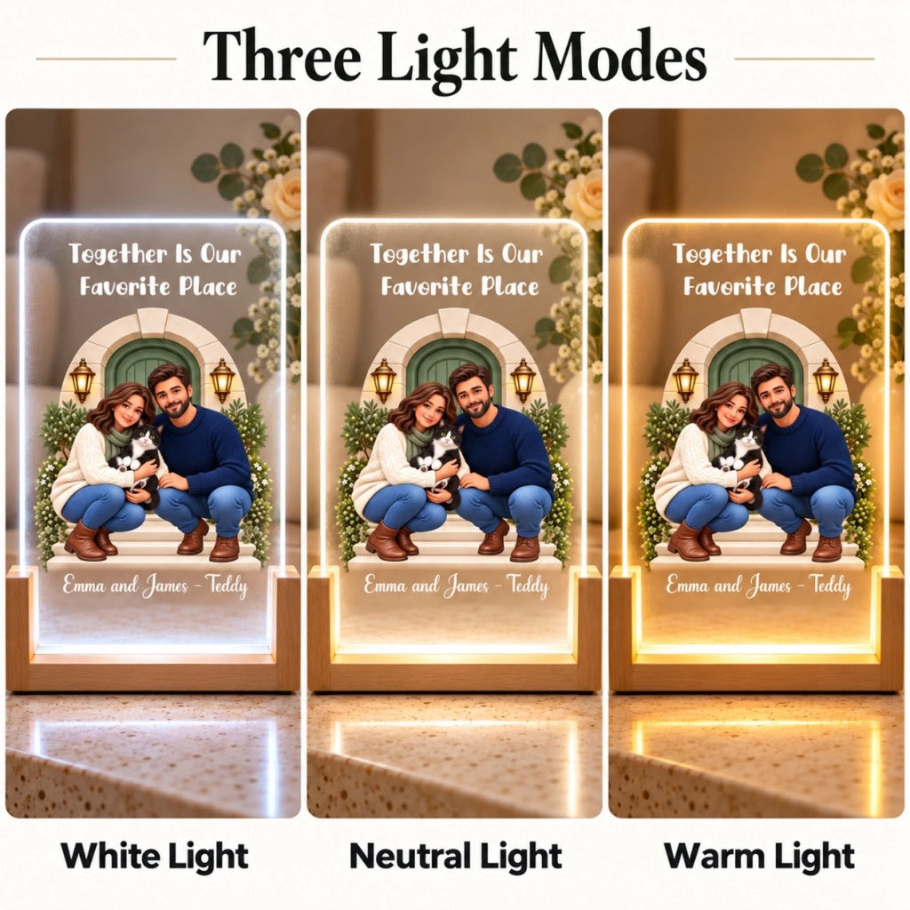 Three switchable light modes: White Light, Neutral Light and Warm Light. Example portrait.