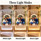 Three switchable light modes: White Light, Neutral Light and Warm Light. Example portrait.