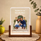 White light — live personalized acrylic night light, Walnut